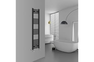 WarmeHaus Radiador curvo para baño, con calefacción, 1400 x 300 mm, color negro