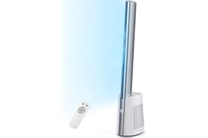 Gimify Ventilator mit fernbedienung, 120° oszillierend Turmventilator | 12 Geschwindigkeiten | 12H Timer | HEPA Filter, rotorloser Standventilator 102cm, DC motor, 36W