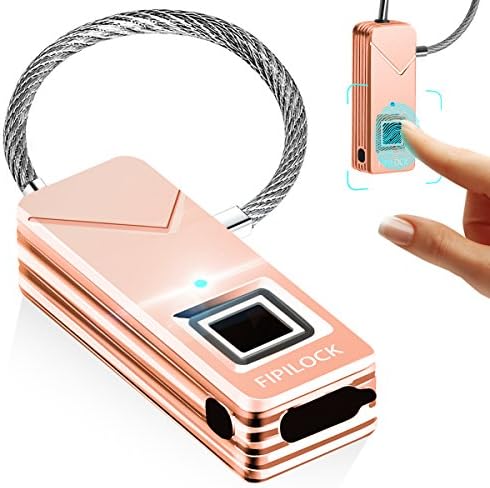 Fingerprint Lock – YAHE Portable Fingerprint Padlock Security No Password,360 ° Touch 1 Second Fast Unlock,Lightweight &amp; Waterproof For Suitcases,Golf Bags,Handbags,School Bags,Cupboards(Rose Gold)