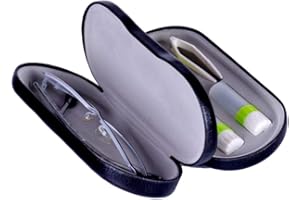 KABAKE Brillenetui und Kontaktlinsenbehälter 2-in-1 doppelseitig mit Spiegel tragbar für Zuhause und Reisen