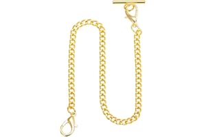 Weforu 14.5 inch Pocket Watch Chain with Albert T-Bar and Lobster Clasps for Link Vest