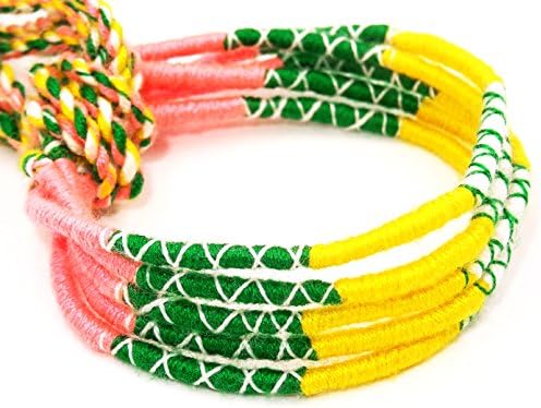 Set of 5 Macramé Friendship Bracelets Bresiliens Cotton Pink Lucky Charm Friendship Colourful Green White Yellow