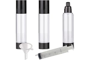 PQPAUTY TIANZD 3 Pieces 100 ml Empty Airless Pump Dispenser Cosmetic Cream Dispenser Pump Bottle Plastic Vacuum Cream Dispenser Transparent/Black Travel Dispenser Bottle for Filling Bottle for Gel Shampoo