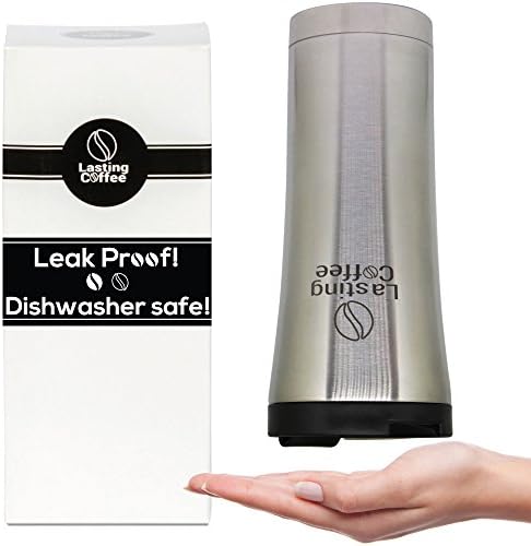 Lasting Coffee Leak Proof Dishwasher Safe Double Wall Vacuum Insulated Stainless Steel Travel Mug, 16 oz (Silver)
