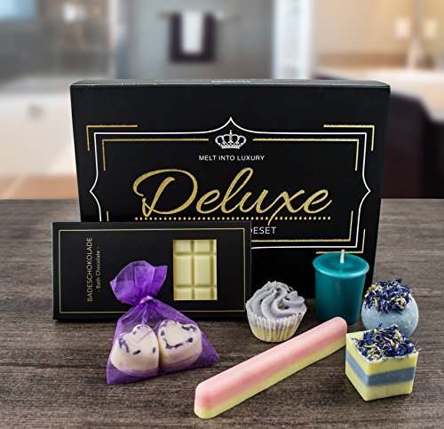BRUBAKER 8 teiliges Bio Badepralinen Geschenkset „Deluxe Lavendel“ – Edel – Vegan – Natürliche Inhaltsstoffe von höchster Qualität – Olivenöl, Sheabutter, Kokosöl, Kakaobutter – Handgemacht – inkl. Geschenkbox - 2