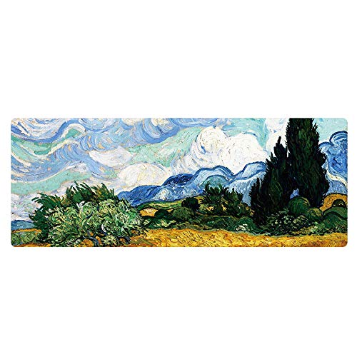 Artiste Peinture À L'huile Grand Tapis De Souris En Caoutchouc Personnalité Paysage Personnalisé Personnalisé Tapis De Souris Cyprès 11.8X31.5X0.16 i n
