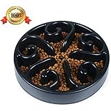 Freefa Reisenäpfe Hundenapf Katzennapf, Anti Schling für die langsame Fütterung, Interaktive Napf, Umweltfreundlicher, langlebiger, ungiftiger Hundenapf, Professionelles Blume Design (SCHWARZ)