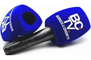 SAIDBUDS Personalizza il logo per i parabrezza in schiuma microfono 5 pezzi Microfono manuale Copri di parabrezza per il microfono di intervista televisiva (Blue)