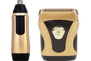 POWER TOUCH GOLD EDITION - Kit complet rasage - Rasoir à lames triple spéciale barbe épaisse - Tondeuse nez/oreilles Fleuret incluse - Kit de voyage offert