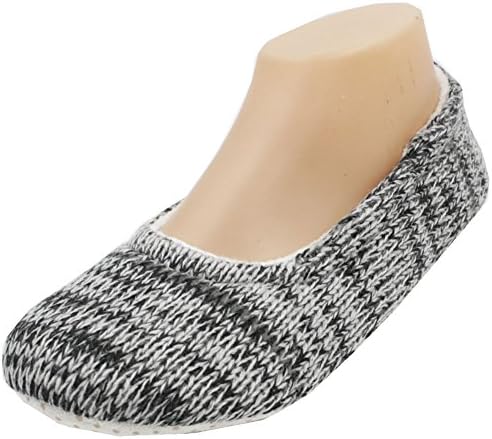 LAVRA Women's Cable Knit Slip On Black/White House Slippers 7 D(M) US