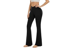 BLONGW Yoga Pants for Women Flared Leggings High Waisted Crossover Bootcut Slim Workout Bootleg Trousers UK