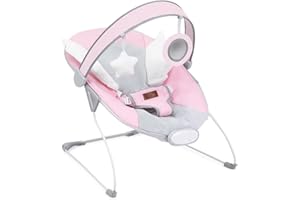 MoMi TULI Babywippe für Babys bis 9 kg, 58 x 49 x 53 cm, 3-Punkt-Sicherheitsgurt, Metallgestell mit Antirutsch-Füßchen, sensorisches Modul mit Melodien und Vibration