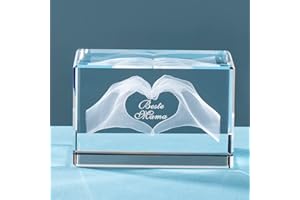 ERWEI 3D Glas Kristall - Gravur Herz aus Zwei Händen und Text Beste Mama! Mama Geschenk Muttertagsgeschenk Geburtstagsgeschenk für Mama Frauen Weihnachten Thanksgiving Geschenke