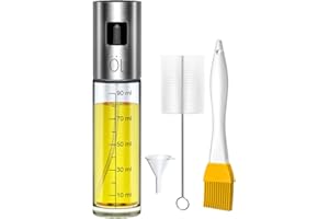 OZIRAL Vaporisateur huile d'olive,Pulvérisateur d'Huile Olive Vinaigre avec Anti-Fuite Distributeur en Acier Inoxycable,Boutille d'Huile en Verre avec 2Brosse et 1Entonnoir pour Cuisine/Cuisson/BBQ/Salade