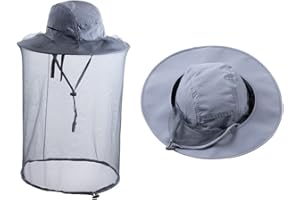 ZffXH Chapeau de Safari pour Homme et Femme - pour Le Jardinage, la randonnée, la pêche - avec moustiquaire en Maille