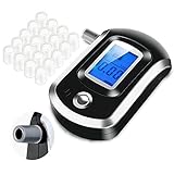 VICTSING AT0615 Alcohol Tester, [New Version] Breathalyzer Breath Analyzer with Semi-Conductor Sensor, Large Digital LCD Display, Blue Background Light for Night Reading with Extra 20 Pcs Mouthpieces Included