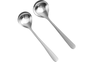 ANNLPOY Set de 2 Cucharones Pequeños de Acero Inoxidable, 20.5 cm, Ideales para Servir Salsas y Sopas, Mango Largo, Duraderos y Aptos para Lavavajillas, Acabado Espejo Elegante