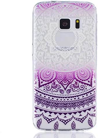 S7 Case,Galaxy S7 Case,[Elegant Series] Full Protective Case Slim Flexible Soft TPU Gel Rubber Cases Cover Skin for Samsung Galaxy S7 With 1 Earphone Dust Plug (Purple Mandala)