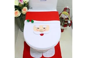 Świąteczny zestaw nakładek na deskę sedesową, CAYUDEN 3 Zestaw dekoracji łazienkowych Zawiera Pokrowiec na toaletę Dywaniki Pokrywa zbiornika Toilet Paper Box Cover dla Dekoracja świąteczna