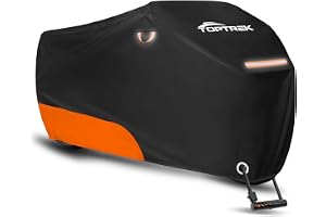 toptrek Plandeka okryciowa na motocykl, outdoorowa, XXL, wodoszczelna, odporna na zimę, z otworem na zamek, do modeli Harley Davidson, Honda, Suzuki, Kawasaki (265 x 105 x 125 cm)