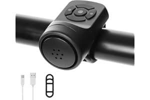 LONGJIHUI Klaxon de vélo électrique, sonnette de vélo électronique pour adultes, 4 modes sonores, klaxon étanche pour vélo, klaxon de vélo le plus puissant avec batterie rechargeable pour VTT/vélo de route