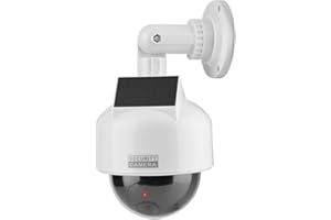 Mugast Solar Security Camera, Waterproof Dome Shape Dummy Camera for Indoor & Outdoor, Solar & Battery Power Supply, Flashing LED Light
