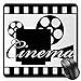 Produktbild HYYCLS Movie Theater Mauspads, Monochrome Cinema Projector inside a Strip Frame Abstract Geometric Pattern, Standard Size Rectangle Non-Slip Rubber Mousepad, Black White