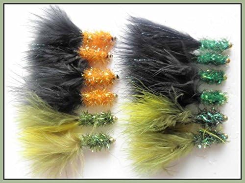 Gold Head Trout Flies, 12 Pack, Fritz Lures, Size 10, Three Colours, Fly Fishing