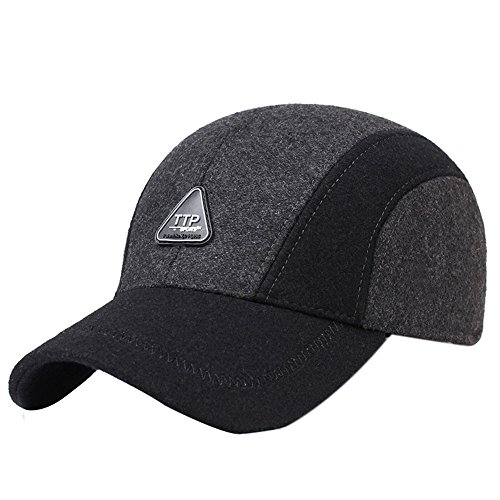 WETOO Gorra de Béisbol de Lana de Invierno para Hombre, Orejeras Plegables