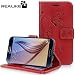 Samsung S6 Cover, REALIKE™ {Imported} Premium Leather Wallet Flip Case For Samsung Galaxy S6 (Royal Style Series - Wine) RS.797.00
