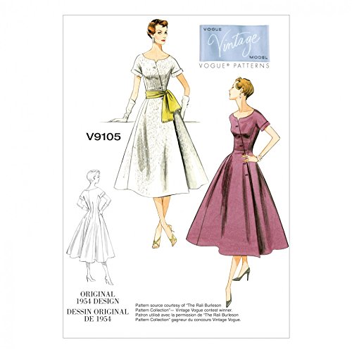Vogue Patterns Mesdames 9105 original 1954 Patron de Couture Robe vintage design + sans Minerva Crafts Craft Guide