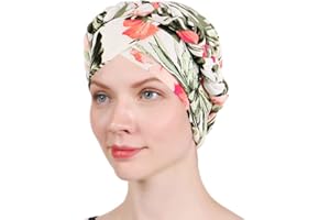 BABAHU 1 Pack / 2 Packs Women Turban Twisted Beaded Braid Chemical Cancer Headscarf Cap Hair Covered Wrap Hat