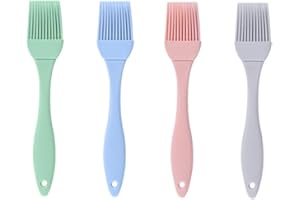 QIANFENG Lot de 4 Pinceau Cuisine,Pinceau Patisserie,Pinceaux en Silicone,Pour La Cuisson de La Cuisine,Résistant à La Chaleur,Pour La Cuisine,Pour La Pâtisserie,Pour La Cuisine et Le Bricolage
