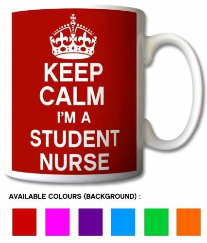 GrassVillageTM - Taza de desayuno, diseño con texto en inglés"Keep Calm I'm A Student Nurse", color rosa
