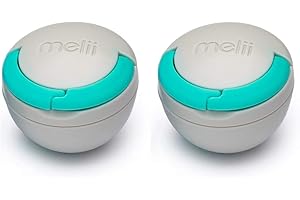 melii Pacifier Pod – Pacifier Storage Container with Carabiner Clip, 2 Pack - Grey & Blue
