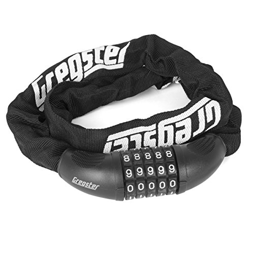 Gregster Fahrradschloss mit Zahlencode, Zahlenkettenschloss mit 5 stelliger Zahlenkombination, stabiles Kettenschloss fürs Fahrrad, schwarz - 3