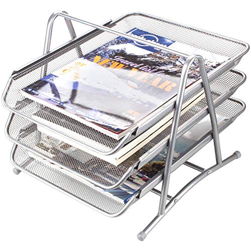 Hollylife Plateau de rangement pour documents A4 en maille filetée Silver