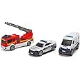 Dickie Toys SOS Team 3-Piece Set – 3 Rescue Vehicles – Fire Truck, Police Car and SAMU – 203712015002, Multi-Coloured
