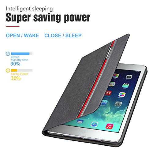 AUAUA iPad Air 2 Hülle, iPad Air 2 Leder Tasche Schutzhülle mit Auto aufwachen / Schlaf Funktion + Clear Schutzfolie (Gift) für Apple iPad Air 2 Zoll Apple Tablet - 6