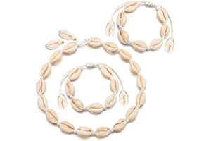 MEZHEN Bracciale Catena Conchiglie Collana di Conchiglie Collana di Conchiglie Cavigliera di Conchiglie Gioielli da Spiaggia per Ragazze Bambini