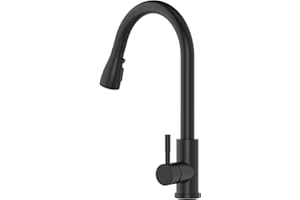 Wasserhahn Küche Schwarz, SEMANEY Hochdruck Küchenarmatur Ausziehbar, 3 Funktionen Einhebel Spültischarmatur Küche, 360° Schwenkbar Armatur Mischbatterie Küche, Edelstahl