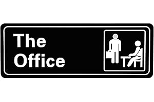 LUTER biurowa tabliczka na drzwi akrylowa z napisem The Office samoprzylepna tabliczka łatwa instalacja 8,1 x 22,9 x 0,5 cm (czarna i biała)