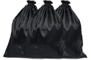 HAOHAI 6 Paquete de Bolsas de satén para Peluca, con cordón, Bolsas de satén para Pelucas (Negra)
