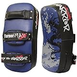 TurnerMAX Curved Thai Arm Pad Punching Martial Arts Thai Kick Boxing Strike Shield UFC MMA Blue Black