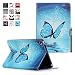 Produktbild iPad Mini 4 Hülle, Deenor Painting Cute and Stylish Fashionable Folding Folio Book Flip Stand Schutzhülle Hülle für Apple iPad Mini 4 + Free Gift Touching Pen/Stylus Pen + Screen Film Protector. blue butterfly