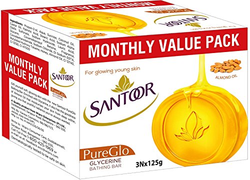 Santoor Pure Glo Glycerin Soap – 125gm (Pack of 3) price