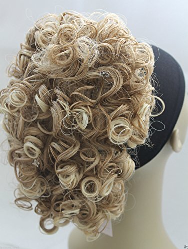 New Luscious Curly Synthetic Claw Clip Ponytail Hair Piece up do Clipin bun12" Hairpieces UK (Dark Mix Blonde #27/613)