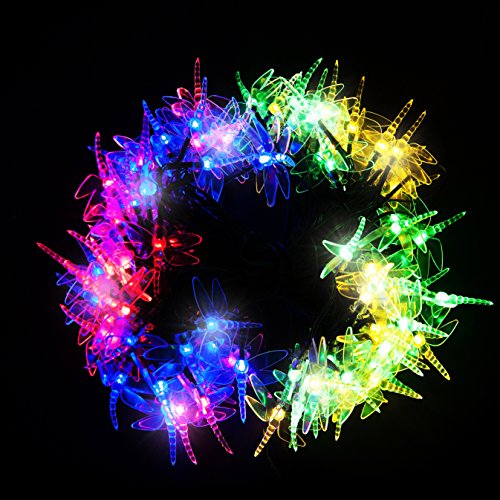 Solar Lichterketten aus 100 Mehrfarbigen Solarbetriebenen LED Libellen-Lichtern, lichterkette, solar lichterkette, mehrfarben solar lichterkette, solar lichterkette außen, Solarleuchten, Solarleuchte von SPV Lights: Der Solarlicht- & Beleuchtungsspezialist (2 Jahre kostenlose Gewährleistung inklusive) - 2