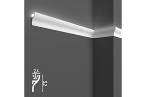 CREATE LUXURY GRAND DECOR Cornici velette per led a soffitto e parete (4 o 10 metri lineari - KH906), per illuminazione indiretta con le strisce led | decorative, prefabbricate in duropolimero (10 metri)