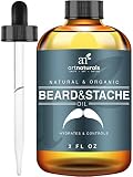 ArtNaturals Organic Beard Oil and Conditioner - 100% Pure and Natural Unscented - for Groomed Beard Growth, Mustache, Face and Skin - Softens Your Beard, Stops Itching and Treats Acne, 59 ml.